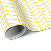 Chevron Wrapping Paper - Golden Yellow op White Cadeaupapier (Rol Hoek)
