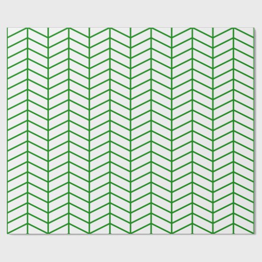 Chevron Wrapping Paper - Green on White |XL| Cadeaupapier (Vlak)