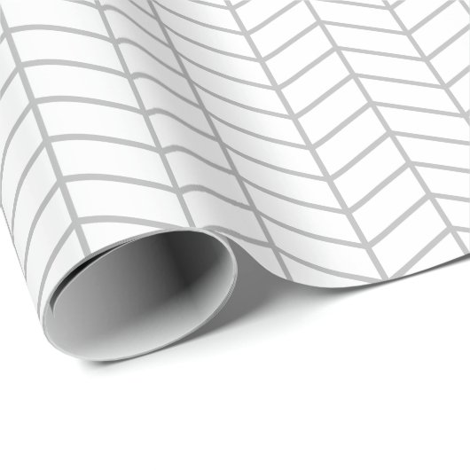 Chevron Wrapping Paper - Grijs op wit Cadeaupapier (Rol Hoek)