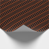 Chevron Wrapping Paper - Helder Sinaasappel op zwa Cadeaupapier (Hoek)