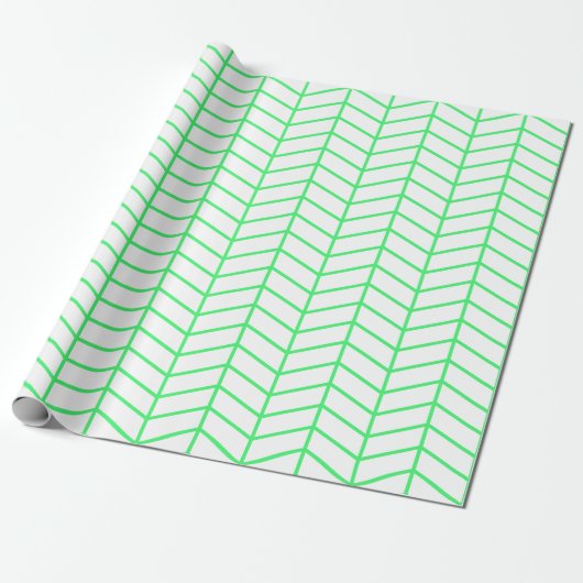 Chevron Wrapping Paper - Light Green on White |XL| Cadeaupapier (Uitgerold)