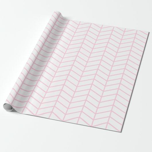Chevron Wrapping Paper - Light Roze op White |XL| Cadeaupapier (Uitgerold)