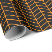 Chevron Wrapping Paper - Oranje op zwart Cadeaupapier (Rol Hoek)