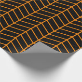 Chevron Wrapping Paper - Oranje op zwart |XL| Cadeaupapier (Hoek)