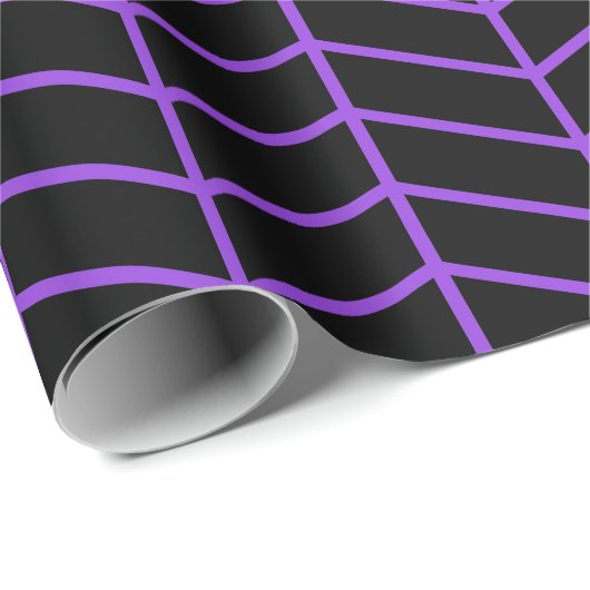Chevron Wrapping Paper - Paars op zwart |XL| Cadeaupapier (Rol Hoek)