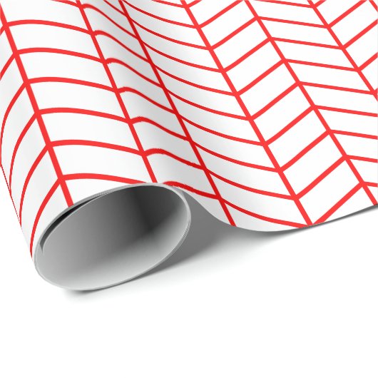 Chevron Wrapping Paper - Rood op wit Cadeaupapier (Rol Hoek)