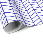 Chevron Wrapping Paper - Royal Blue op White Cadeaupapier (Rol Hoek)