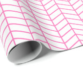 Chevron Wrapping Paper - Roze op wit Cadeaupapier (Rol Hoek)
