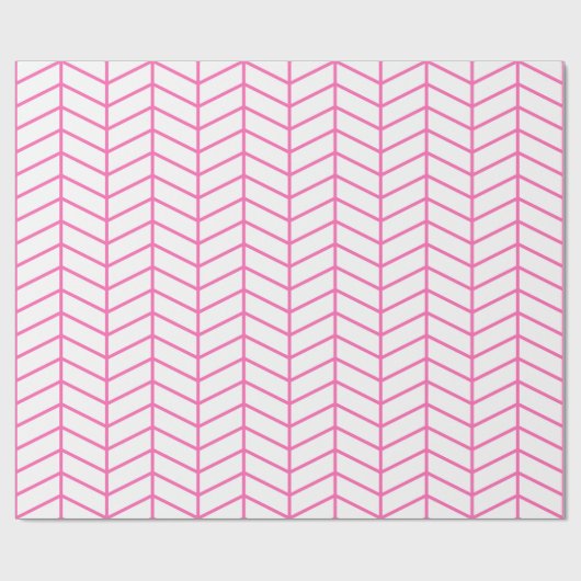 Chevron Wrapping Paper - Roze op wit |XL| Cadeaupapier (Vlak)