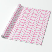 Chevron Wrapping Paper - Roze op wit |XL| Cadeaupapier (Uitgerold)