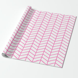 Chevron Wrapping Paper - Roze op wit  XL  Cadeaupapier