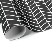 Chevron Wrapping Paper - White on Black Cadeaupapier (Rol Hoek)