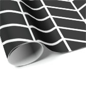 Chevron Wrapping Paper - White on Black |XL| Cadeaupapier (Rol Hoek)