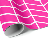 Chevron Wrapping Paper - White on Hot Pink |XL| Cadeaupapier (Rol Hoek)