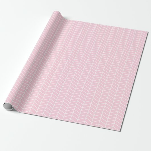 Chevron Wrapping Paper - White on Light Pink Cadeaupapier (Uitgerold)