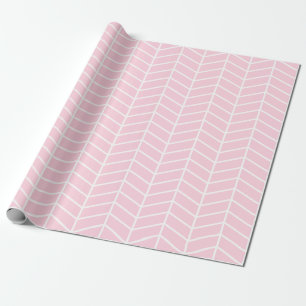 Chevron Wrapping Paper - White on Light Pink  XL  Cadeaupapier