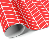 Chevron Wrapping Paper - White on Red Cadeaupapier (Rol Hoek)