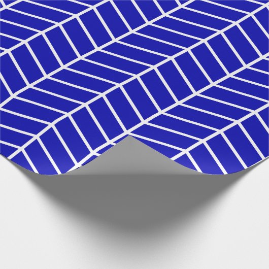 Chevron Wrapping Paper - White on Royal Blue |XL| Cadeaupapier (Hoek)
