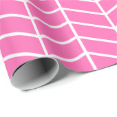 Chevron Wrapping Paper - White on Roze |XL| Cadeaupapier (Rol Hoek)