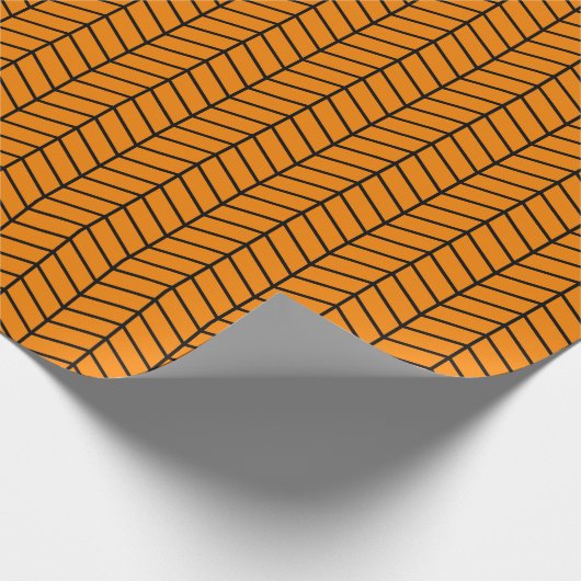 Chevron Wrapping Paper - Zwart op Oranje Cadeaupapier (Hoek)
