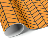 Chevron Wrapping Paper - Zwart op Oranje Cadeaupapier (Rol Hoek)