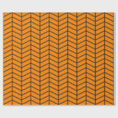 Chevron Wrapping Paper - Zwart op Oranje |XL| Cadeaupapier (Vlak)