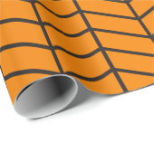 Chevron Wrapping Paper - Zwart op Oranje |XL| Cadeaupapier (Rol Hoek)