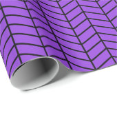 Chevron Wrapping Paper - Zwart op Paars Cadeaupapier (Rol Hoek)