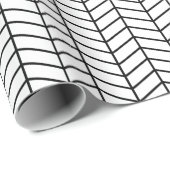 Chevron Wrapping Paper - Zwart op wit Cadeaupapier (Rol Hoek)