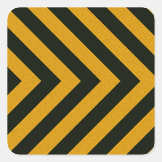 Chevron Yellow Black Hazard Stripes Vierkante Sticker (Voorkant)