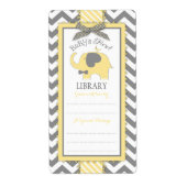 Chevron Yellow Elephant Bow-stropdas Boek Bord Lab Etiket (Voorkant)