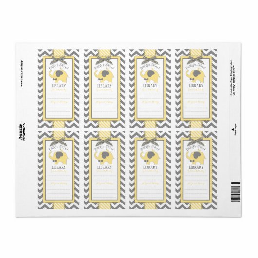 Chevron Yellow Elephant Bow-stropdas Boek Bord Lab Etiket (Full Sheet)