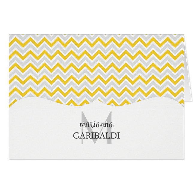 Chevron Yellow en modern, gepersonaliseerd (Voorkant Horizontaal)