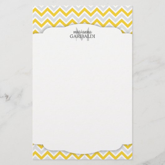 Chevron Yellow en modern, gepersonaliseerd Briefpapier (Voorkant)