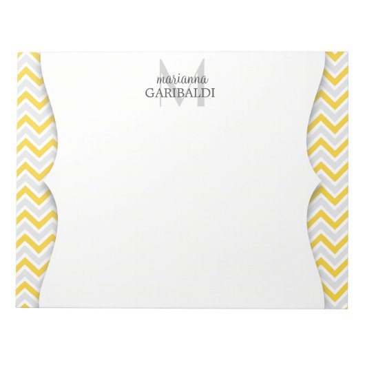 Chevron Yellow en modern, gepersonaliseerd Notitieblok (Voorkant)