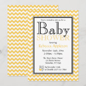 Chevron Yellow & White Baby Shower-uitnodigingen Kaart (Voorkant / Achterkant)