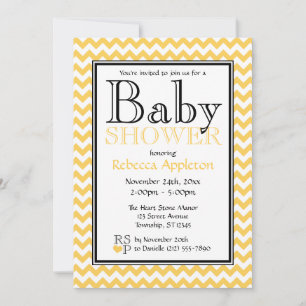 Chevron Yellow & White Baby Shower-uitnodigingen Kaart