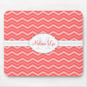 Chevron (zalm) Aangepast monogram en naam Muismat