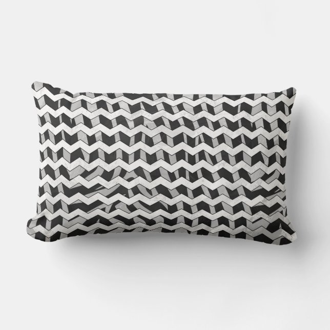 Chevron Zebra Black en Gray Kussen (Voorkant)