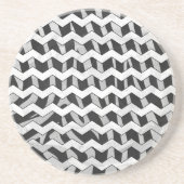 Chevron Zebra Black en Gray Zandsteen Onderzetter (Voorkant)