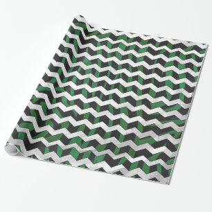 Chevron Zebra Black en Green Print Cadeaupapier