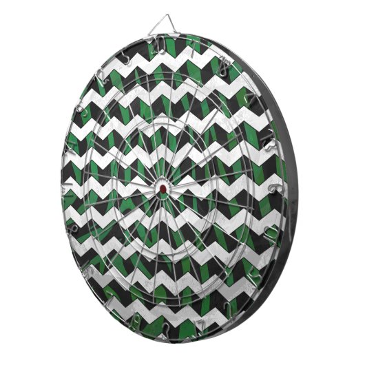 Chevron Zebra Black en Green Print Dartbord (Voorkant Rechts)