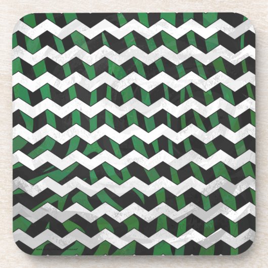 Chevron Zebra Black en Green Print Drankjes Onderzetter (Voorkant)