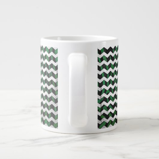 Chevron Zebra Black en Green Print Grote Koffiekop (Achterkant)