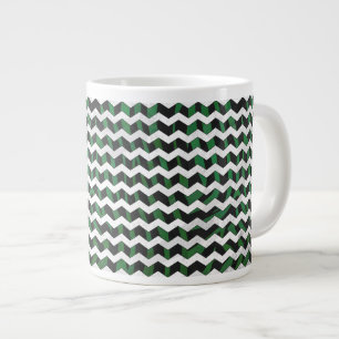 Chevron Zebra Black en Green Print Grote Koffiekop