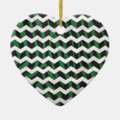 Chevron Zebra Black en Green Print Keramisch Ornament (Voorkant)