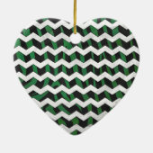 Chevron Zebra Black en Green Print Keramisch Ornament (Achterkant)
