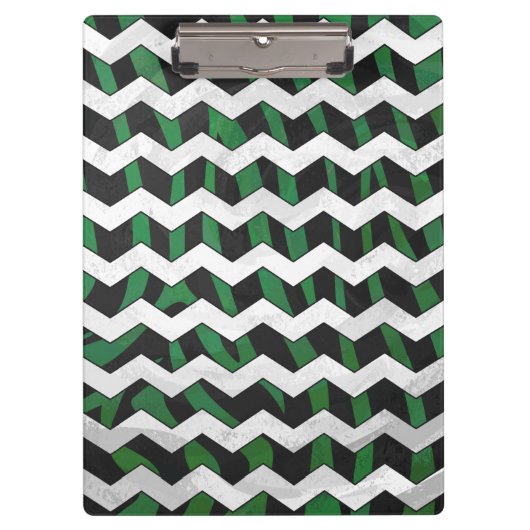 Chevron Zebra Black en Green Print Klembord (Voorkant)