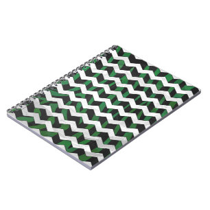 Chevron Zebra Black en Green Print Notitieboek