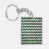 Chevron Zebra Black en Green Print Sleutelhanger (Voorkant Links)